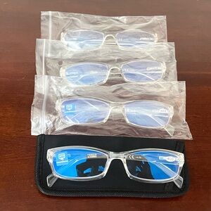 Reading Glasses +4.00 Set of 4 New Blue Light Blocking Glasses with Clear Frames